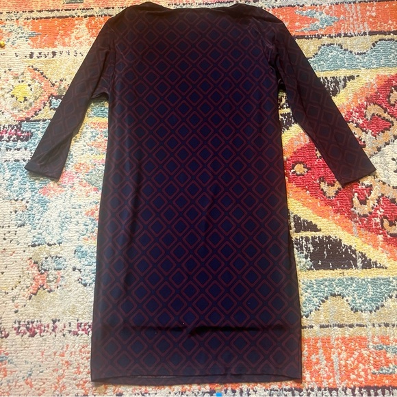 Lauren Ralph Lauren Navy Blue Maroon Diamond Geometric Print Shift Dress Size 6 - Picture 2 of 7